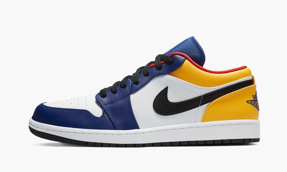 Sapatos Nike Air Jordan 1 Low "Deep Royal / Yellow" Masculino Branco Vermelhas Azuis | Portugal-1806537