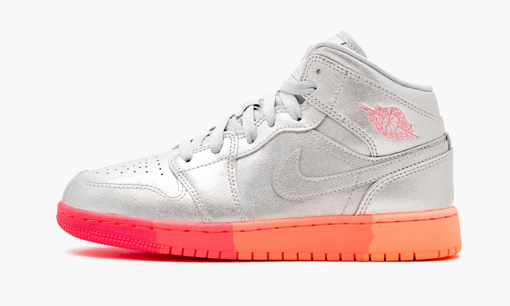 Sapatos Nike Air Jordan 1 MID (GS) "Sunrise / Metallic Silver" Criança Rosa Prateadas | Portugal-2739581