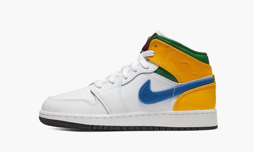 Sapatos Nike Air Jordan 1 MID (GS) "Three Peat" Criança Branco Roxo Verdes | Portugal-7905231