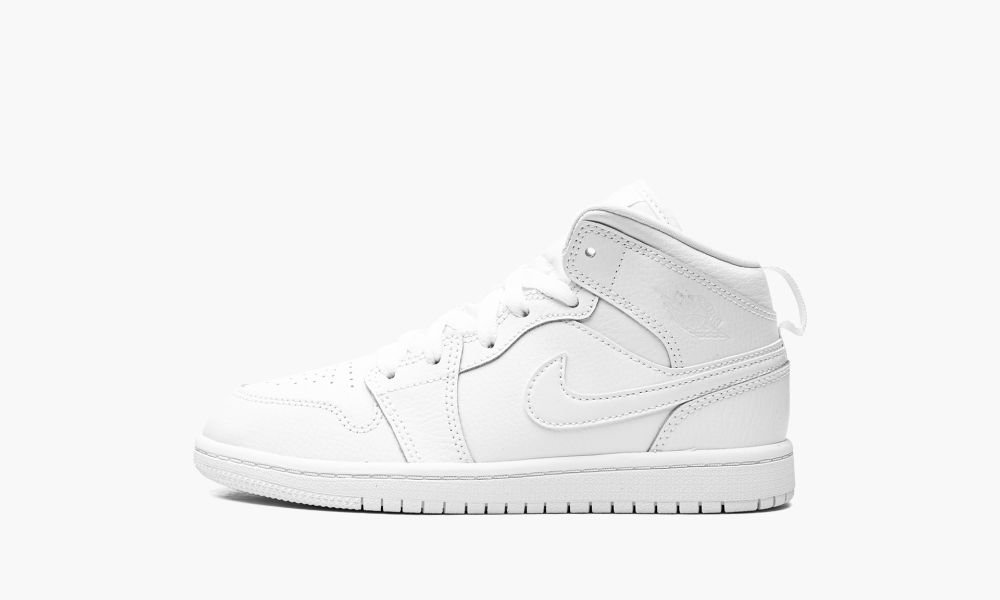 Sapatos Nike Air Jordan 1 MID PS "Triple White" Criança Branco | Portugal-9613485