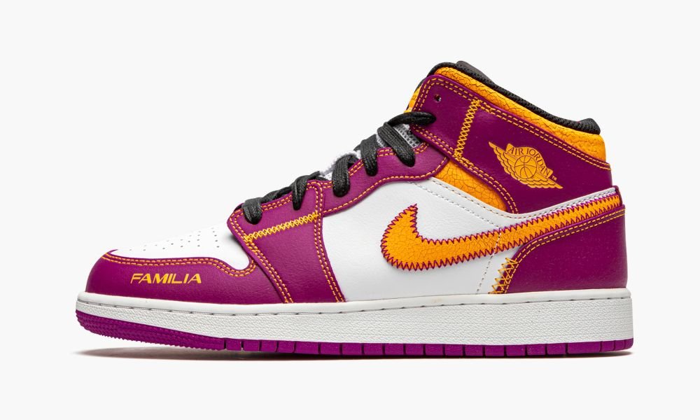 Sapatos Nike Air Jordan 1 Medio DOD "Day of the Dead" Criança Branco Roxo Douradas | Portugal-6721340