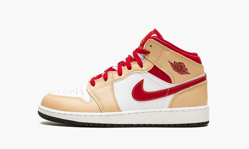 Sapatos Nike Air Jordan 1 Medio GS "Beige / Red" Criança Pretas Branco | Portugal-8579631