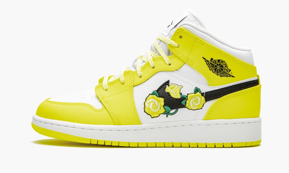 Sapatos Nike Air Jordan 1 Medio GS "Dynamic Yellow" Criança Branco Pretas Amarelas Branco Amarelas | Portugal-7839401