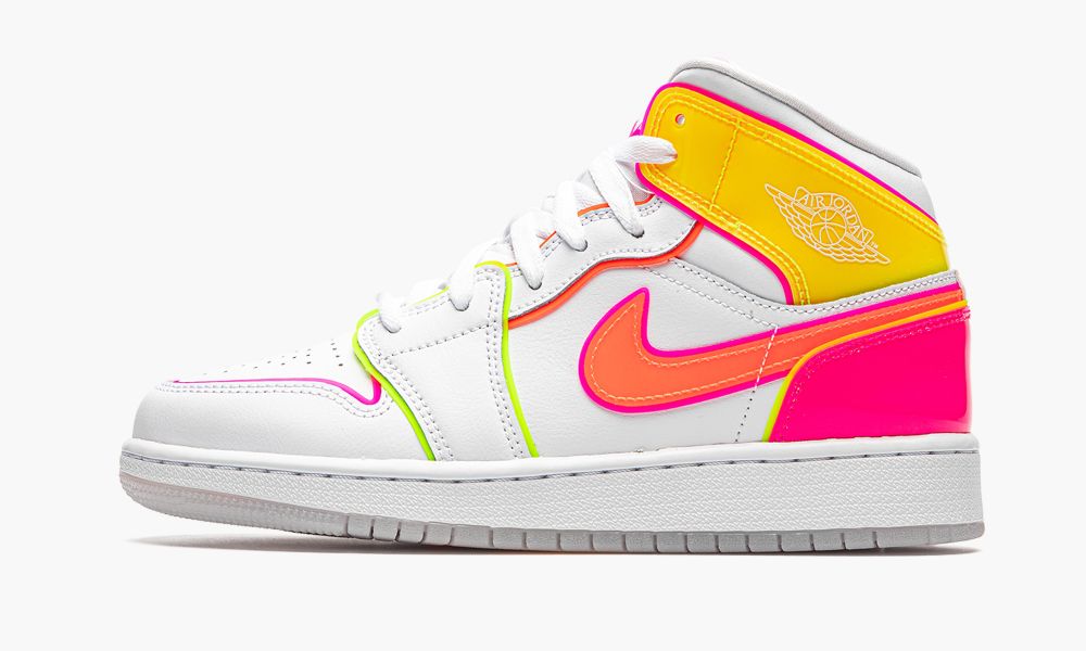 Sapatos Nike Air Jordan 1 Medio GS "Edge Glow" Criança Branco Rosa Vermelhas | Portugal-6840915