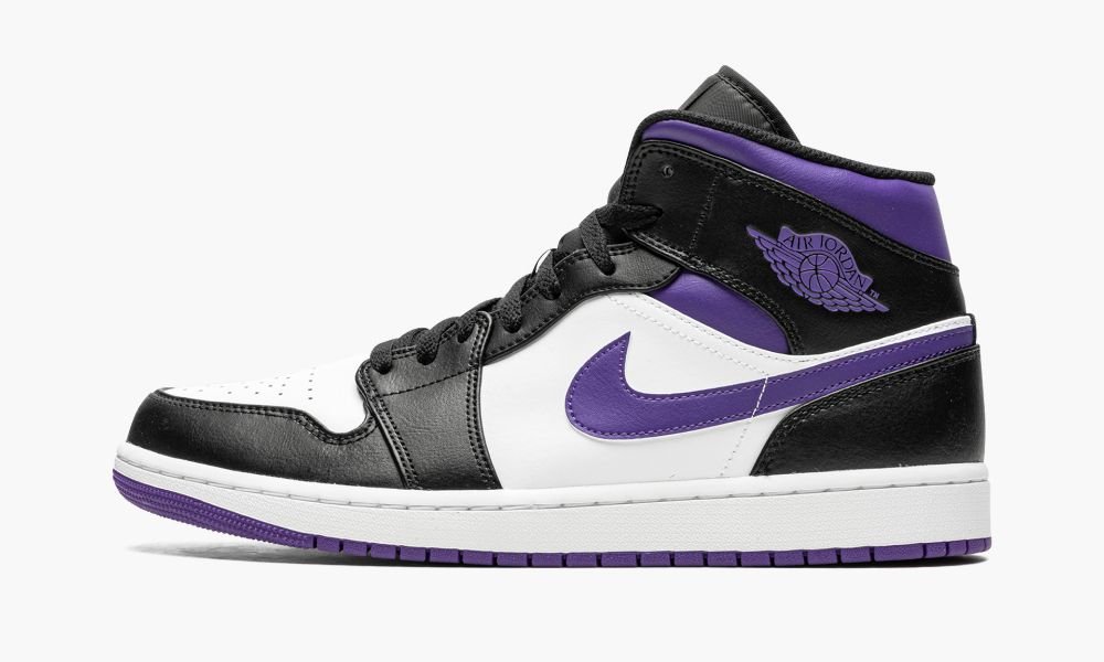 Sapatos Nike Air Jordan 1 Medio Masculino Pretas Branco Roxo Branco | Portugal-9352017