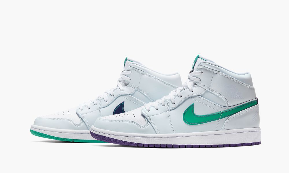 Sapatos Nike Air Jordan 1 Medio "Nike Hoops - Luka Doncic" Masculino Branco Roxo Verdes | Portugal-5483712