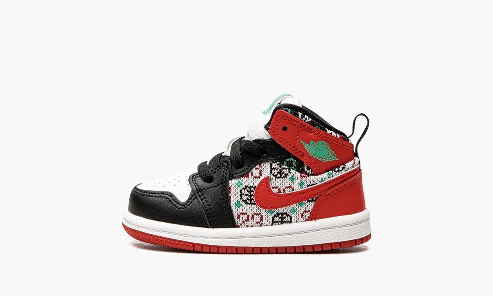 Sapatos Nike Air Jordan 1 Medio TD "Ugly Christmas Moletom" Criança Vermelhas Pretas Branco Vermelhas | Portugal-6125978