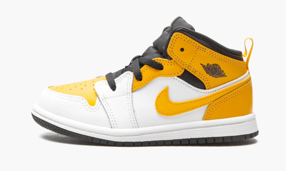 Sapatos Nike Air Jordan 1 Medio TD "White / University Gold" Criança Branco Pretas Amarelas Douradas | Portugal-6904351