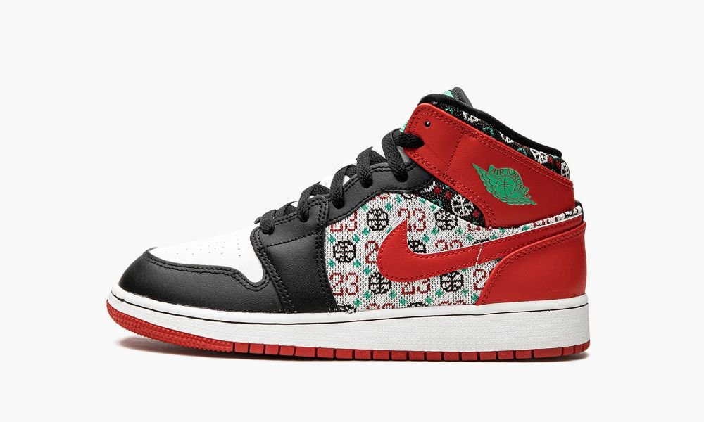 Sapatos Nike Air Jordan 1 Medio "Ugly Christmas Moletom" Criança Vermelhas Pretas Branco Vermelhas | Portugal-8397062