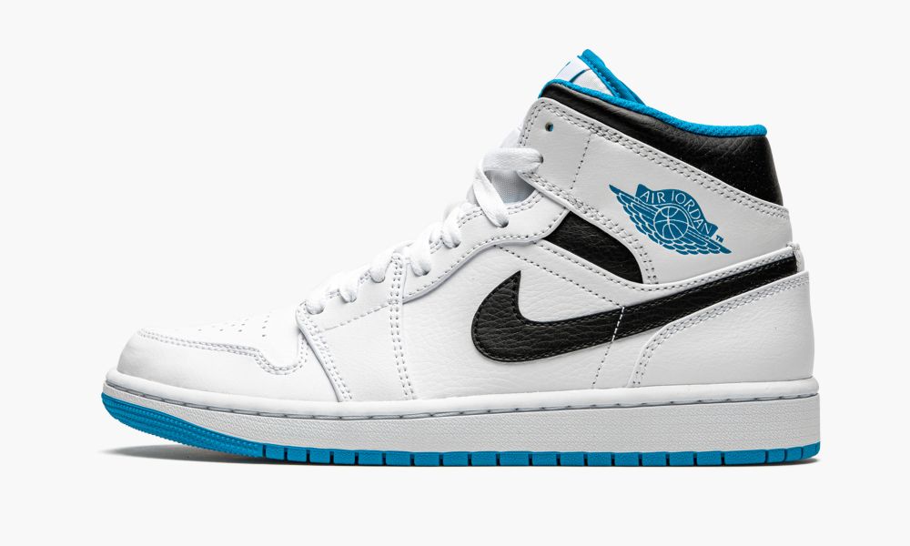 Sapatos Nike Air Jordan 1 Medio "White / Laser Blue" Masculino Pretas Branco Azuis | Portugal-6785203