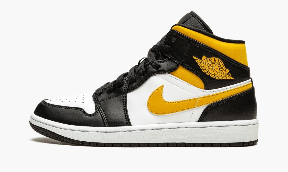 Sapatos Nike Air Jordan 1 Medio "White / Pollen / Black" Masculino Pretas Branco | Portugal-8159027