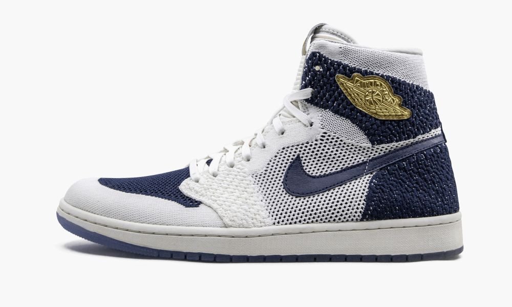 Sapatos Nike Air Jordan 1 Retro HI Flyknit "Derek Jeter - RE2PECT" Masculino Branco Azuis Azul Marinho | Portugal-1705468