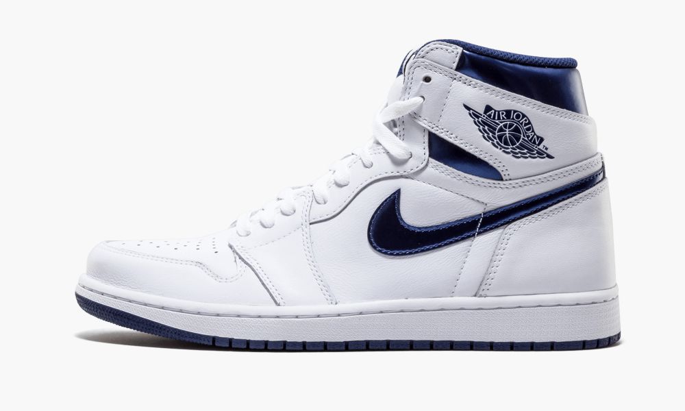 Sapatos Nike Air Jordan 1 Retro "Metallic Navy" Masculino Branco Azul Marinho Verdes | Portugal-9685173