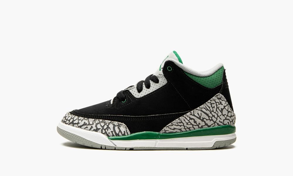 Sapatos Nike Air Jordan 3 Retro PS "Pine Green" Criança Pretas Branco Prateadas Verdes Escuro | Portugal-4092573