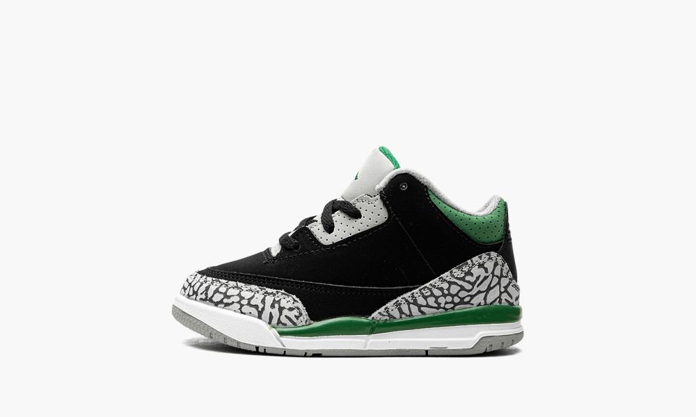 Sapatos Nike Air Jordan 3 Retro TD "Pine Green" Criança Pretas Branco Prateadas Verdes Escuro | Portugal-5763210