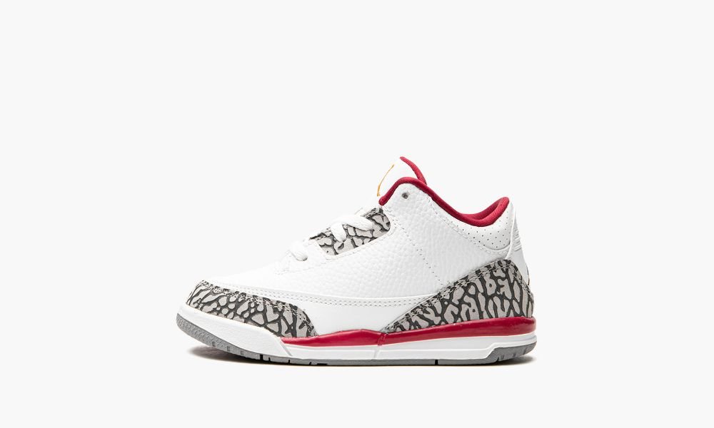 Sapatos Nike Air Jordan 3 TD "Cardinal" Criança Branco Luz Cinzentas Vermelhas | Portugal-6312790